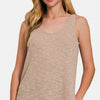 Zenana Curved Hem Round Neck Tank - Lt Mocha