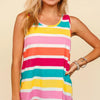 Haptics Round Neck Striped Knit Tank - Fuchsia/Emerald/Yellow