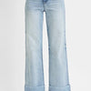RISEN Full Size Tummy Control High Rise Ankle Wide Cuffed Jeans Plus Size - Light