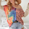 BiBi Print Block V Neck Top with Contrast Stitching - BLUSH
