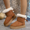 Cozy Faux Fur Trim Boots - Brown
