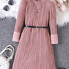 Children's Ribbed Knit Long Sleeve Dress - Dusty Pink