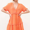 And The Why Washed Frayed Detail Tiered Dress - Orange