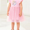 Children's Unicorn Graphic Ruffle Sleeve Tulle Dress - Blush Pink