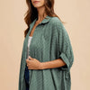 Annie Wear Checkered Button Up Half Sleeve Shirt - Dark Sage