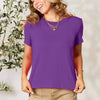 Full Size Round Neck Short Sleeve T-Shirt - Purple