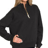 Zenana Fleece Half Zip Sweatshirt - BLACK