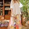And The Why Printed Smocking Waist Side Slit Wide Leg Pants - Yellow