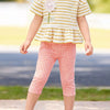 Children's Striped Top & Gingham Capri Set - Yellow