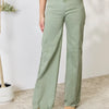 RISEN Full Size Raw Hem Wide-Leg Jeans - Sage
