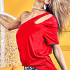 BiBi Cut Out Detailed One Shoulder Top - RED