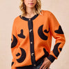 BiBi Halloween Witch Hat Moon Bat Artwork Cardigan - ORANGE/BLACK