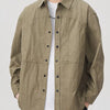 Men's Plus Size Button Up Long Sleeve Shirt - Khaki