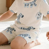 Children's Zebra Print Round Neck Tee and Shorts Set - Beige