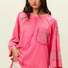 BiBi High-Low Washed T-Shirt - Fuchsia