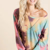 BiBi Tie Dye Print French Terry Sweatshirt - MINT MULTI