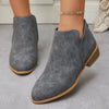 Point Toe Block Heels Boots - Gray