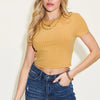 Basic Bae Full Size Ribbed Round Neck Short Sleeve T-Shirt - Mustard