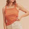 Aemi + Co Square Neck Wide Strap Tank - Pumpkin
