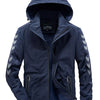 Men's Plus Size Hooded Windproof Outdoor Jacket - Dark Blue