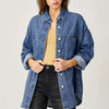 RISEN Button Up Drop Shoulder Denim Shacket - Medium