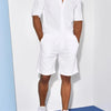Men's Full Size Casual Short Sleeve Shirt and Shorts Matching Set Plus Size - White