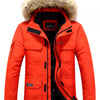 Men's Plus Size Fur Hooded Warm Winter Parka Coat - Orange