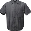 Men's Textured Button-Down Shirt with Front Pocket - Denim Color