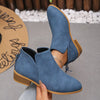 Point Toe Block Heels Boots - Dusty Blue