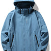 Men's Plus Size Hooded Waterproof Zip Up Jacket - Dusty Blue