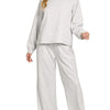 Zenana Scuba Crewneck Sweatshirt and Pants Set - H GREY