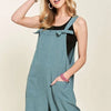 ADORA Knotted Wide Strap Wide Leg Overalls - Air Force Blue