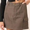 Mittoshop Cargo Mini Skirt with Side Pockets - Coffee Brown