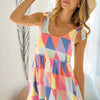 BiBi Multi Color Block Brushed Tied Ribbon Shoulder Top - FUCHSIA/BLUE