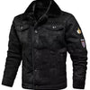 Men's Plus Size Shearling Lined Zip Up Jacket - Black