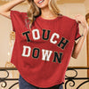 BiBi Touchdown Letter Loose Fit Vintage Washed Top - RED/BLACK