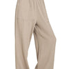 Zenana Double Gauze Elastic Band Pants - ASH MOCHA