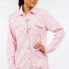 American Bazi Frayed Hem Distressed Denim Jacket - Pink