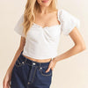 HYFVE Puff Sleeve Sweetheart Neck Top - OFF WHITE