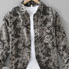 Men's Plus Size Button Up Long Sleeve Printed Shirt - Black