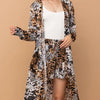 And The Why Animal Print Kimono and Shorts Set - LEOPARD