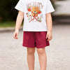 Children's Bear Graphic T-Shirt & Shorts Set - Scarlet