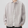 Men's Plus Size Casual Solid Color Long Sleeve Shirt - Light Coffee