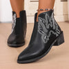 Western Embroidered Ankle Boots - Black