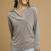 Umgee Soft Thermal Collared Long Sleeve Top - GREY