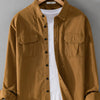 Men's Plus Size Button Down Shirt with Dual Chest Pockets - Khaki