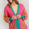 Umgee Animal Print Open Front Sweater Cardigan - SUNRAY MIX