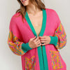 Umgee Animal Print Open Front Sweater Cardigan - SUNRAY MIX