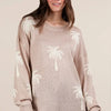 VERY J Palm Tree Graphic Oversized Knit Sweater - Mocha
