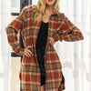 ADORA Full Size Button Down Flannel Shacket Plus Size - RUST